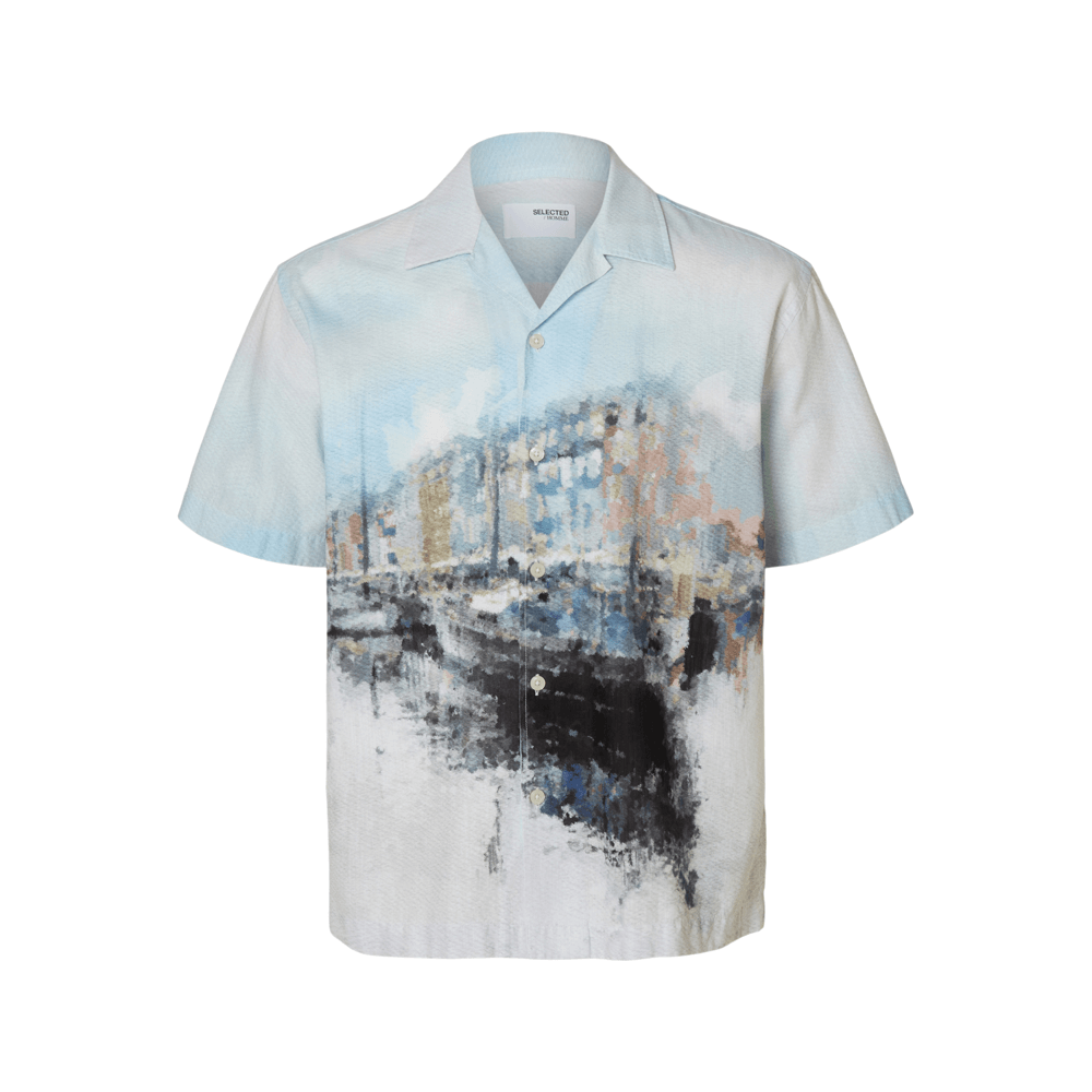 Selected Homme Relaxed Fit Printed Short Sleeve Shirt